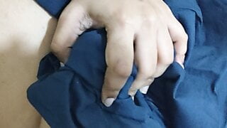 Indian girl playing with her attractive boobs