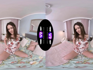 Small tit brunette teen fucks a big cock