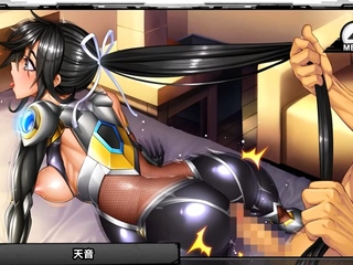 Brunette cums to hentai