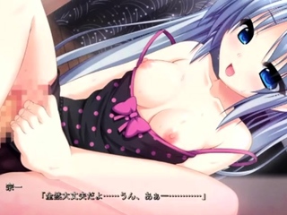 Brunette cums to hentai