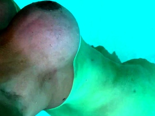 Busty curly brunette with big boobs fucks on couch