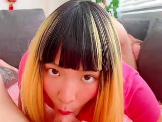 Great close up in japanese teen oral sex pov