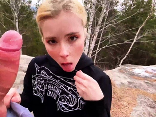 Sexy blonde blowjob and handjob