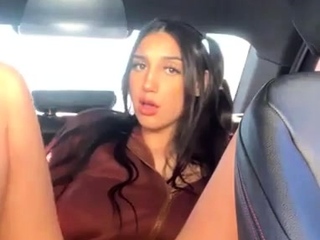 Sexy brunette teen outdoor masturbation