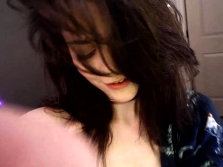 Small titted babe toys her pussy on webcam