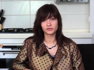 Small titted brunette teen fingering on the bed