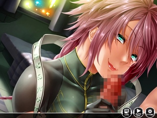 Brunette cums to hentai