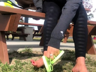 Foot fetish rimming for blonde outdoors