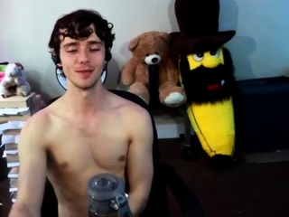 Gay twink masturbates on webcam
