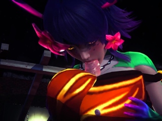 Hentai redhead gives blowjob and having sex