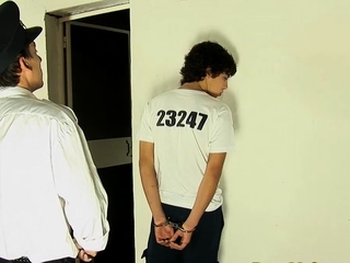 Naughty twink Latino bound and fucked by uniformed policeman