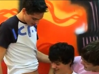 Twink gay chap gives a blow job to his ally lover