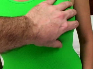 Big tit brunette sucks a big cock blowjob POV