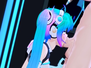 Brunette cums to hentai