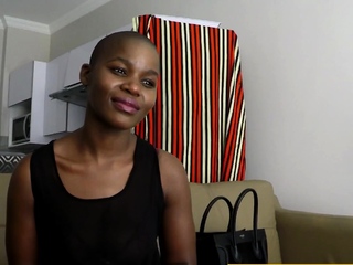 Busty Bald Ebony Babe Begging For A Job