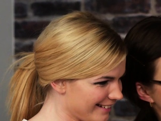 Clothed european art students tug