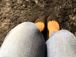 Cute teen girl enjoys foot fetish