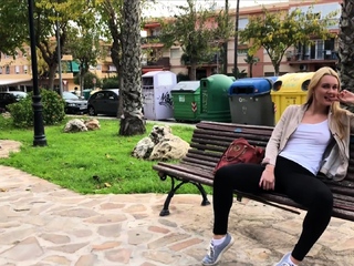 European amateur fucks a huge dick outdoors pov