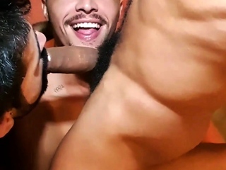 Gay Hunks Bareback and Facial in Public