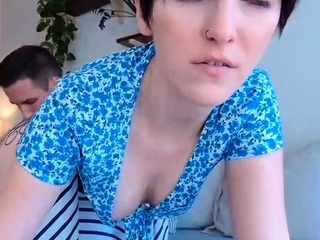 Hot brunette amateur MILF rides hubbys cock