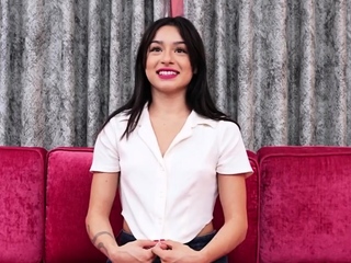 Newcomer gags on cock after interview