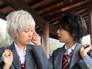 Pussy banged redhead asian getting creampie in group sex