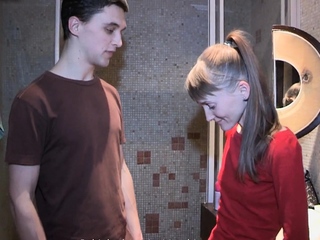 Striking russian brunette Elena getting face fucked