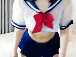 Asian Sweet Teen black sock masturbation