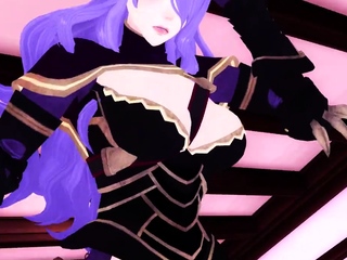 Brunette cums to hentai