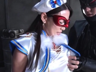 Brunette in uniform fucking in latex lingerie and glove