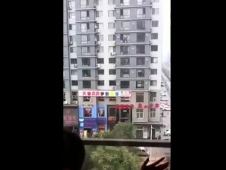 Filming his girl gets fucked at open window