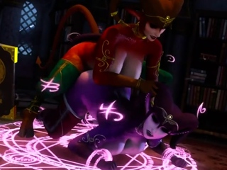 Foxy 3D Superwoman bounces up and down on a cock