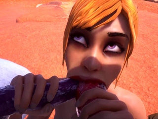 Hot 3D redhead licking a pussy while getting fucked