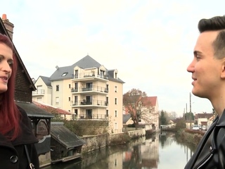 Hot pussy fuck and cum on tits with tattooed French redhead