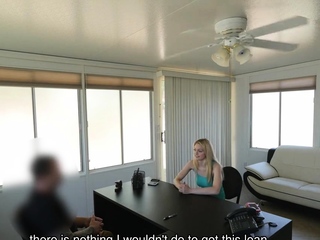 LOAN4K. Blue-eyed babe is fucked on the desk