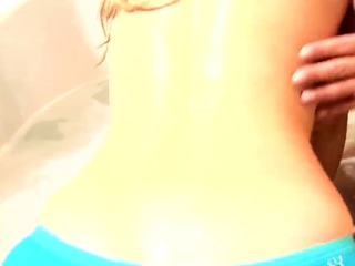 Pale blonde and tanned brunette lesbians toying and licking