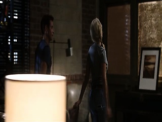 Scarlett Johansson naked treading water, her body obscured