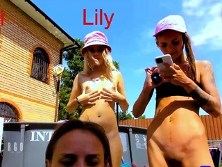 Blonde and brunette lesbians toying cunt