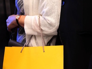 Asian girl fingered while working in public