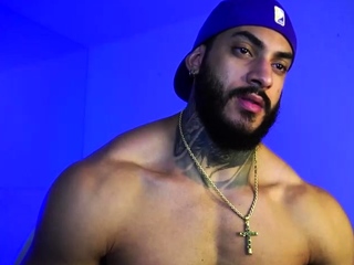 Horny gay hunk solo jerking fun