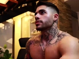 Incredible sexy twink with hard big muscles solo jerking fun