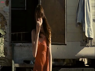 Kristen Stewart looking hot in a tank top and white panties