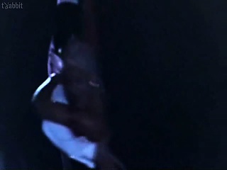 Marie Pape lying on bed is sexy see through lingerie and