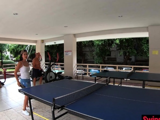 Ping pong amateurs sex in the shower