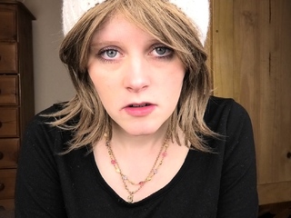 Busty curly brunette with big boobs fucks on couch