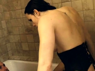 Gorgeous brunette babe fucked hardcore in the bathroom