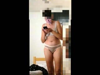 My mother whore Jelena wears black stockings and nice pantie