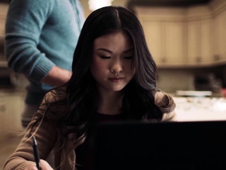 Asian teen roommate heard them fuck