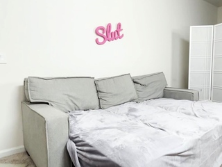 Deepthroating BTS scene with slut in high heel boots