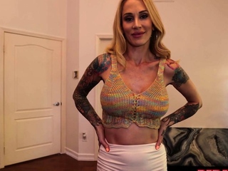Fake boobs tattooed stepmommy POV pussyfucked by stepson